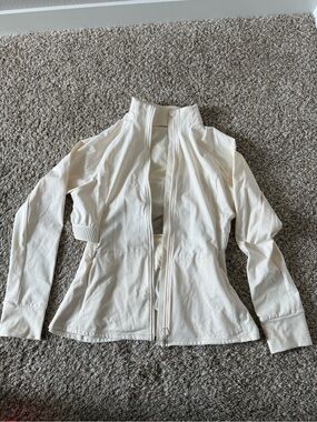 Fabletics Cream Zip-Up Bomber Jacket